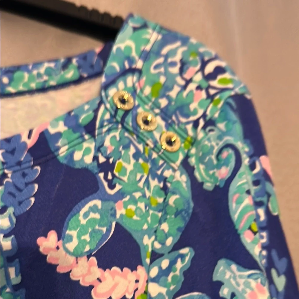Lilly Pulitzer Blue Sheath Dress with Bateau Neckline - Picture 5 of 6